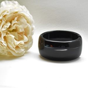 Black Plastic Clamping Wide Cuff Bangle